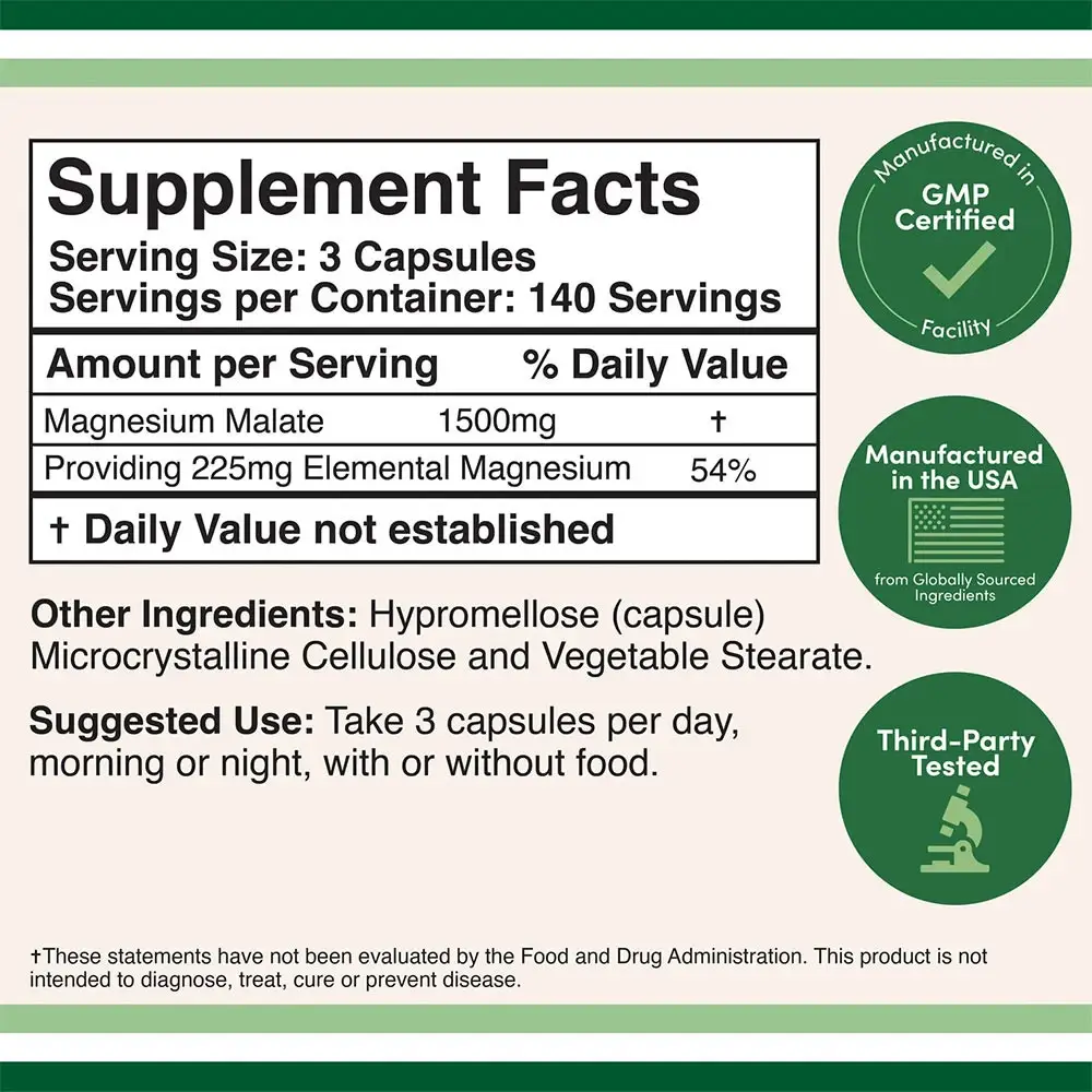 Double Wood Supplements Magnesium Malate (420 Capsules) - Image 2
