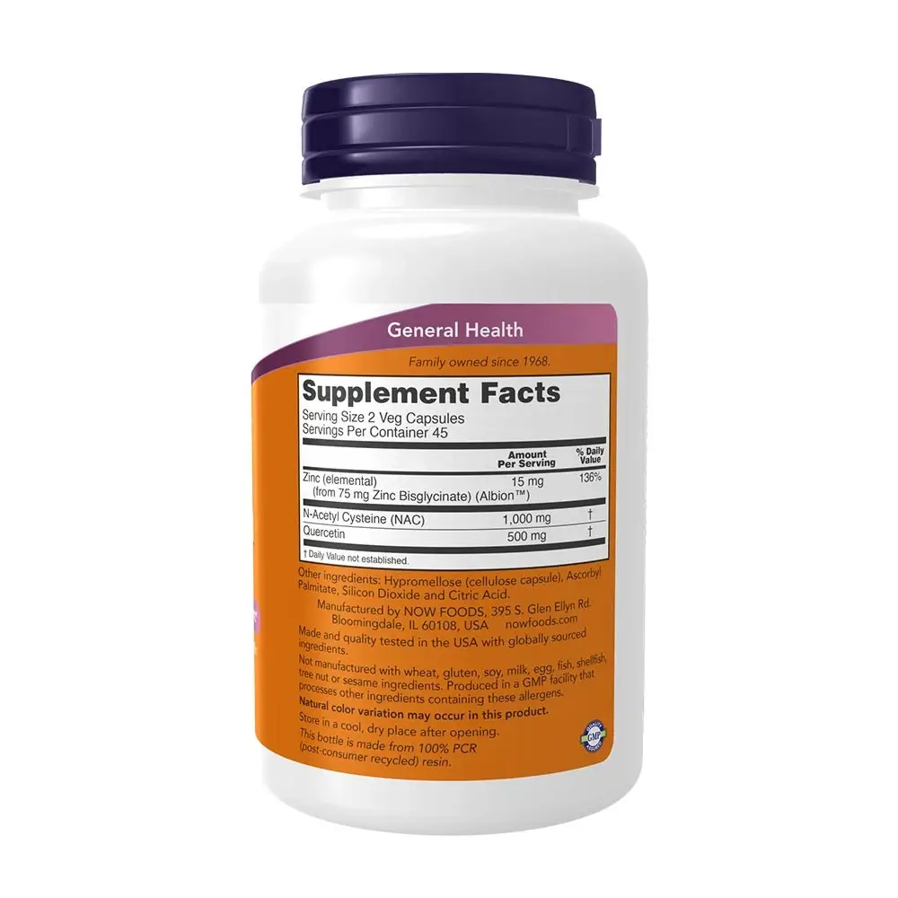 NOW NAC Quercetin & Zinc (90 Veg Capsules) - Image 2