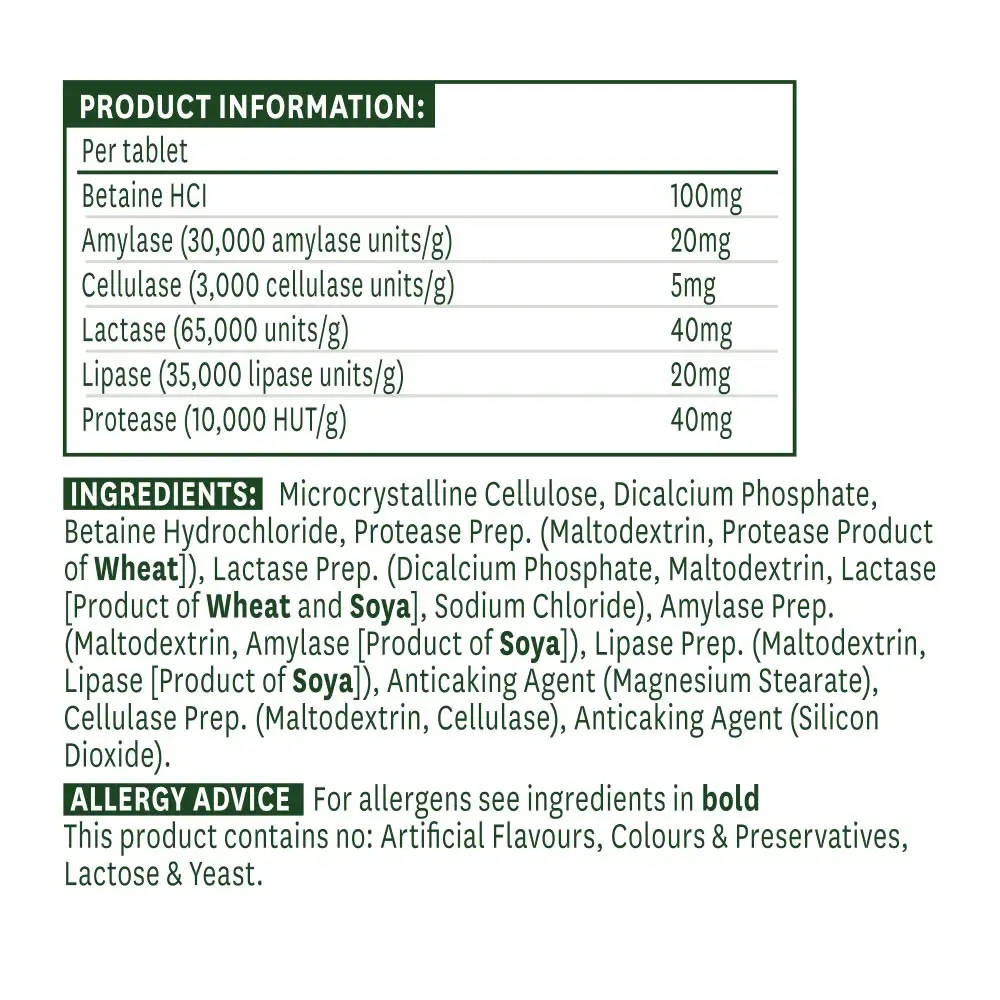 Natures Aid Digestive Enzyme Complex (60 Tablets) - Image 2