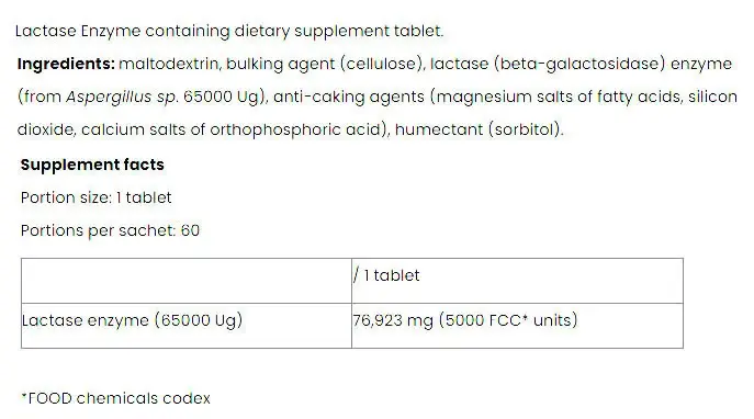 Nutriversum Lactase Enzyme - VITA (60 Tablets) - Image 2