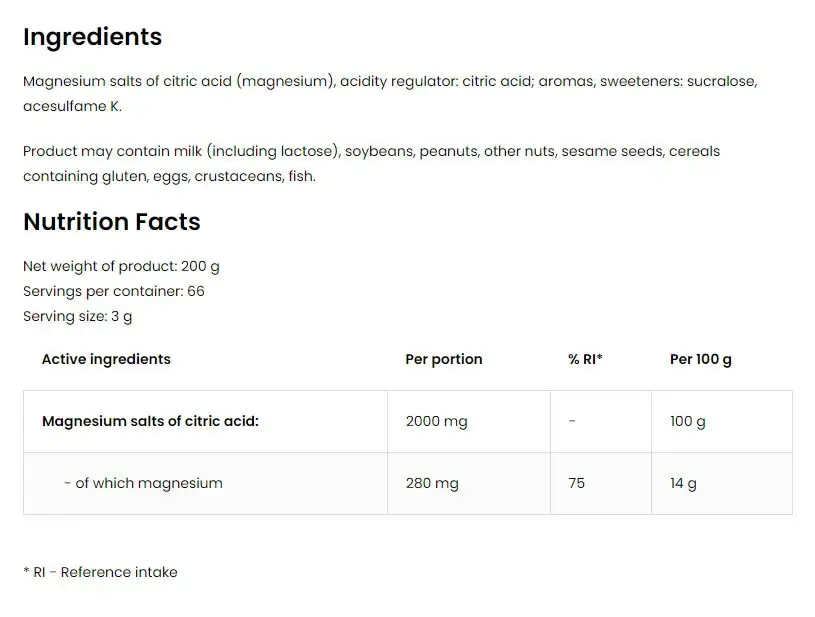 Ostrovit Magnesium Citrate - raspberry lemonade with mint (200 g) - Image 2