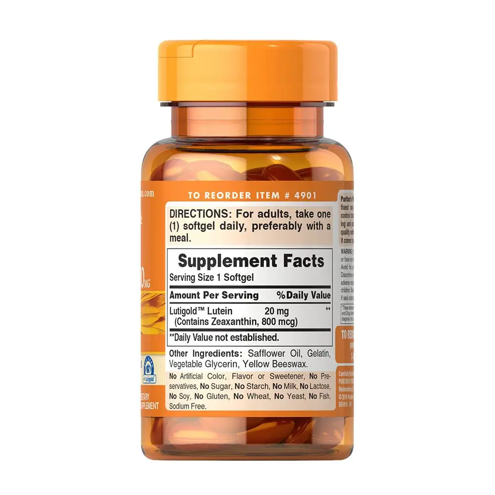 Puritans Pride Lutein 20MG With Zeaxanthin (60 Softgels) - Image 4