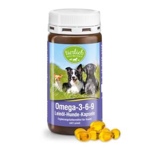 TIERLIEB Omega-3-6-9 -pellavaöljykapselit koirille (180 kapselia) – Nuvalia