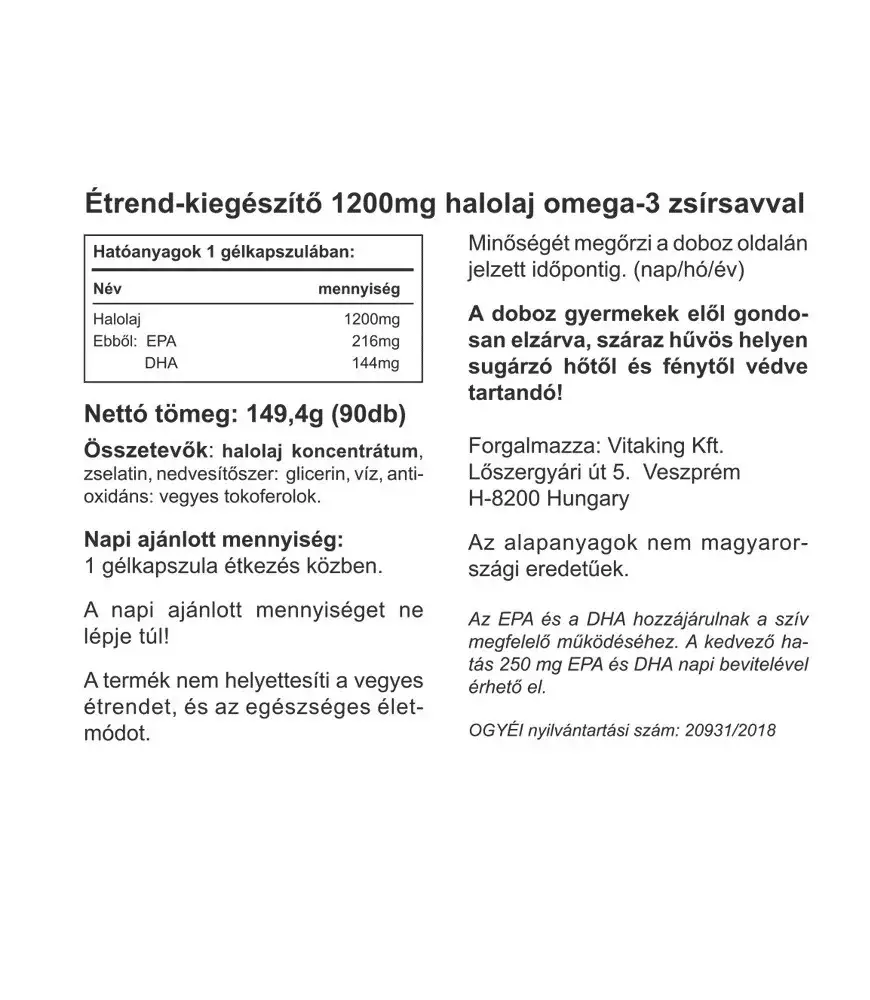 Vitaking Omega-3 1200 mg (90 Softgels) - Image 2