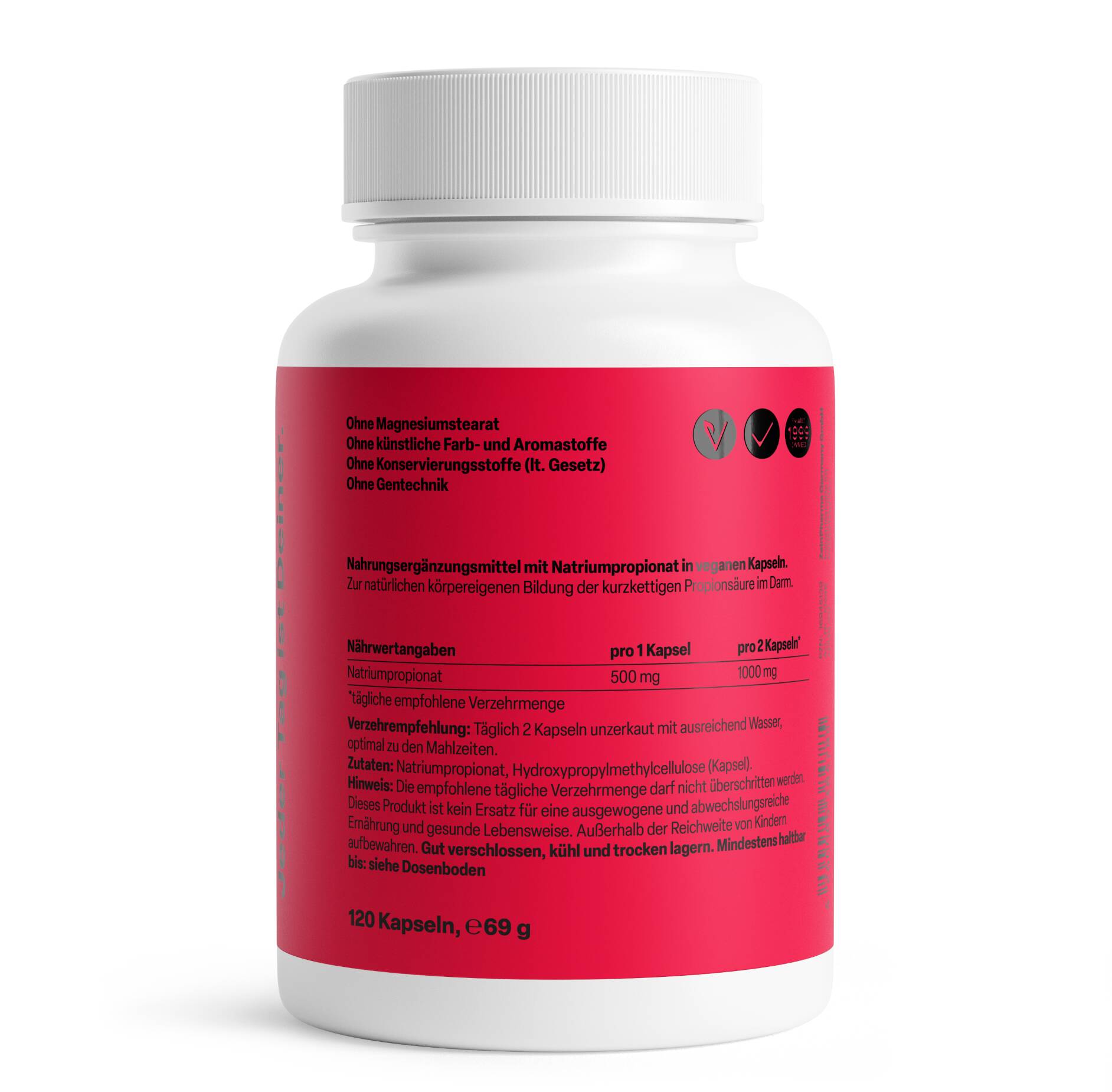 Zein Pharma - Propionic Acid, 500mg - 120 caps - Image 3